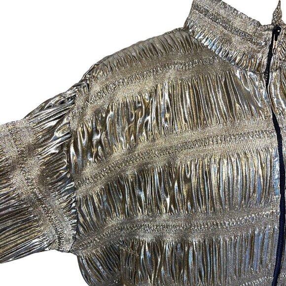 I.O.U. High Fashion Ruched Jacket Womens Vintage Polyester Gold Made In Korea - Picture 9 of 13